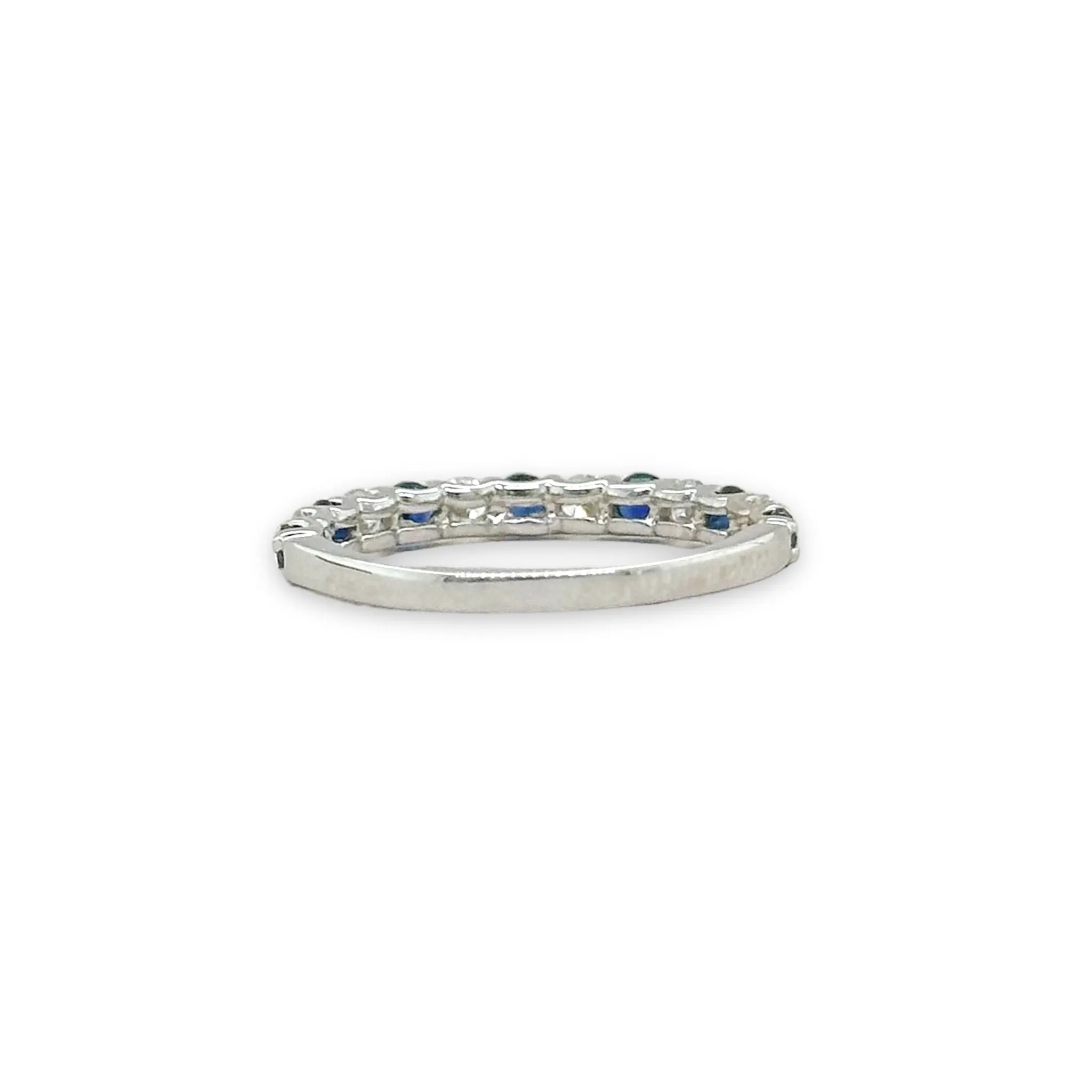 14K W Gold 0.34ctw Lab Created Diamond and 0.63 Sapphire Band