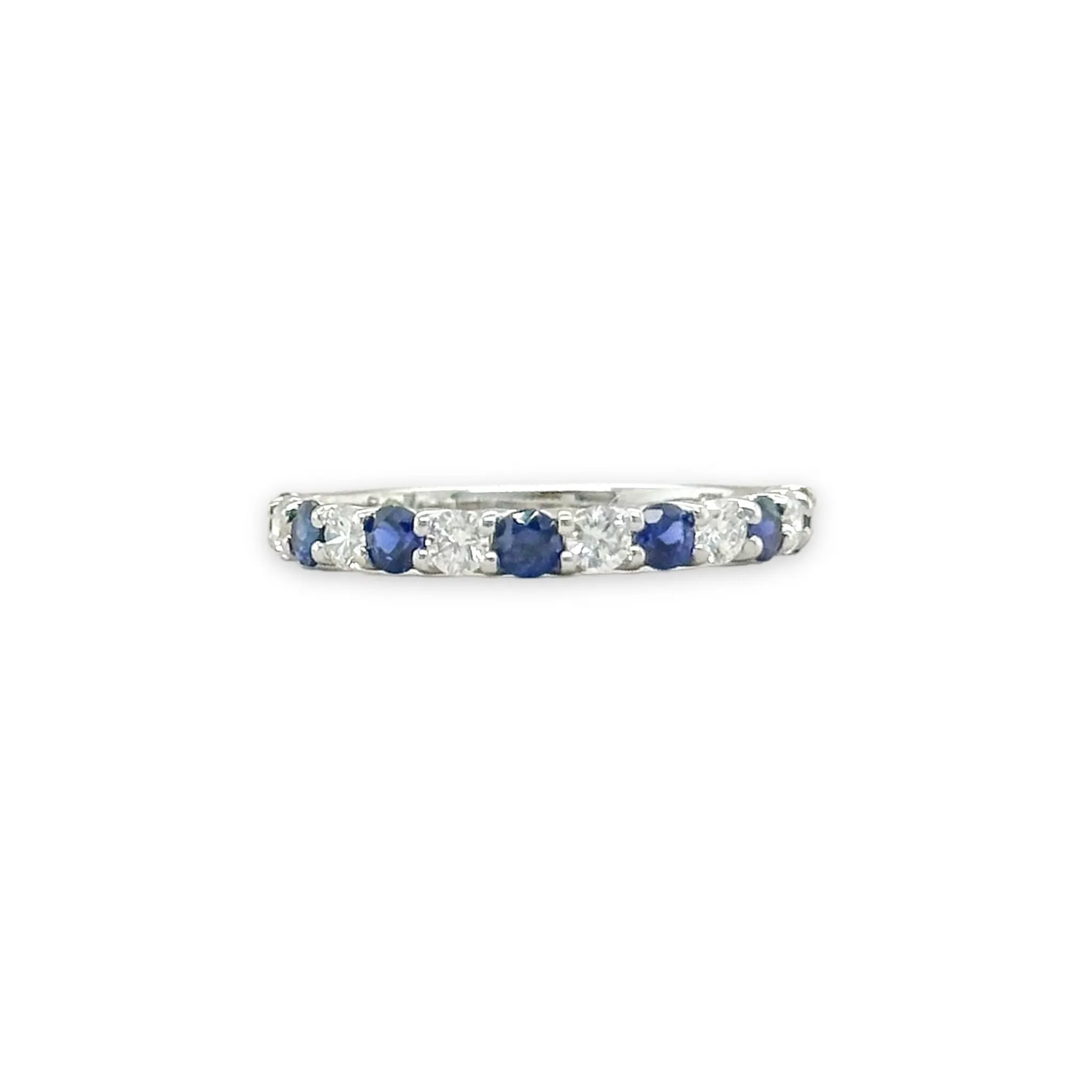 14K W Gold 0.34ctw Lab Created Diamond and 0.63 Sapphire Band