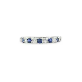 14K W Gold 0.34ctw Lab Created Diamond and 0.63 Sapphire Band