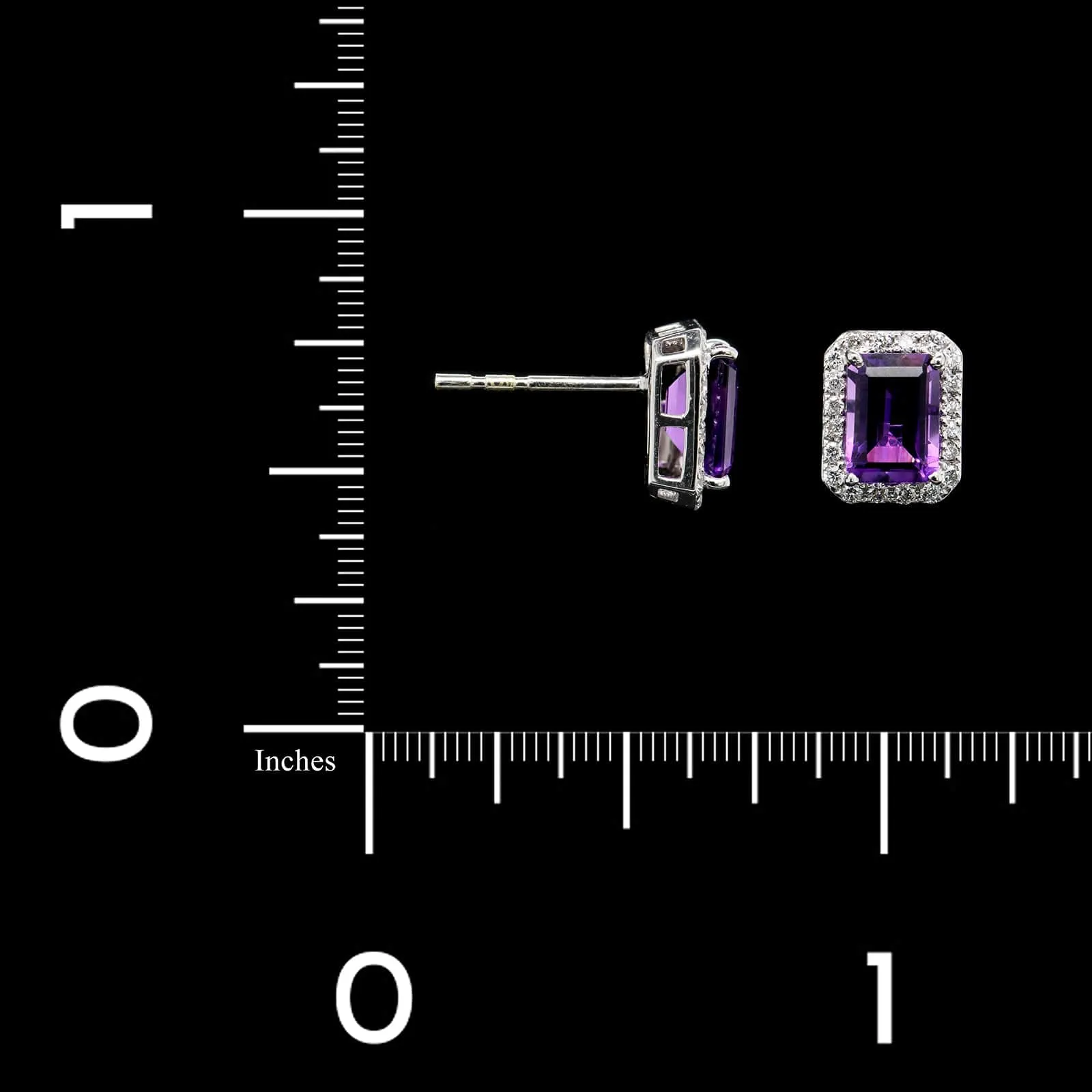 14K White Gold Estate Amethyst and Diamond Earrings