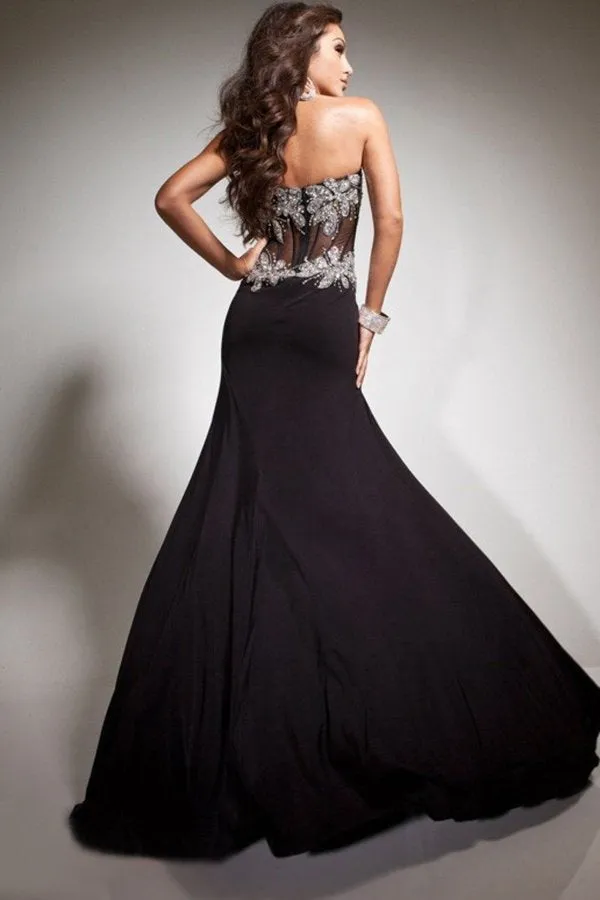 2024 Prom Dresses Mermaid/Trumpet Black Sweetheart Chiffon With PX7R6LQK