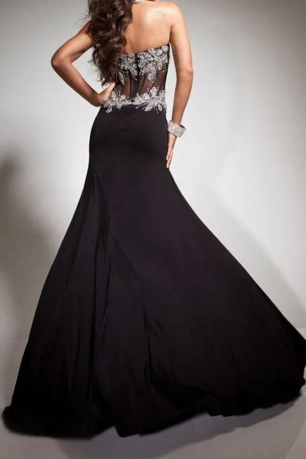 2024 Prom Dresses Mermaid/Trumpet Black Sweetheart Chiffon With PX7R6LQK