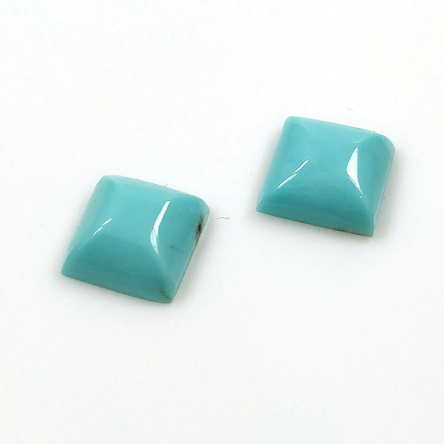 8.01cts Natural BLUE Kingman Arizona TURQUOISE Gemstone Square Shape Cabochon 10mm*5(h) Pair For Jewelry