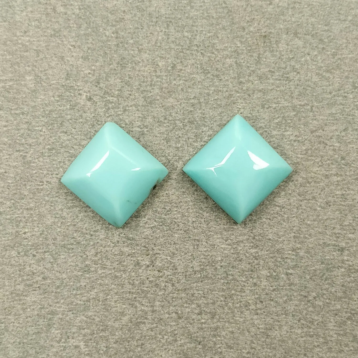 8.01cts Natural BLUE Kingman Arizona TURQUOISE Gemstone Square Shape Cabochon 10mm*5(h) Pair For Jewelry