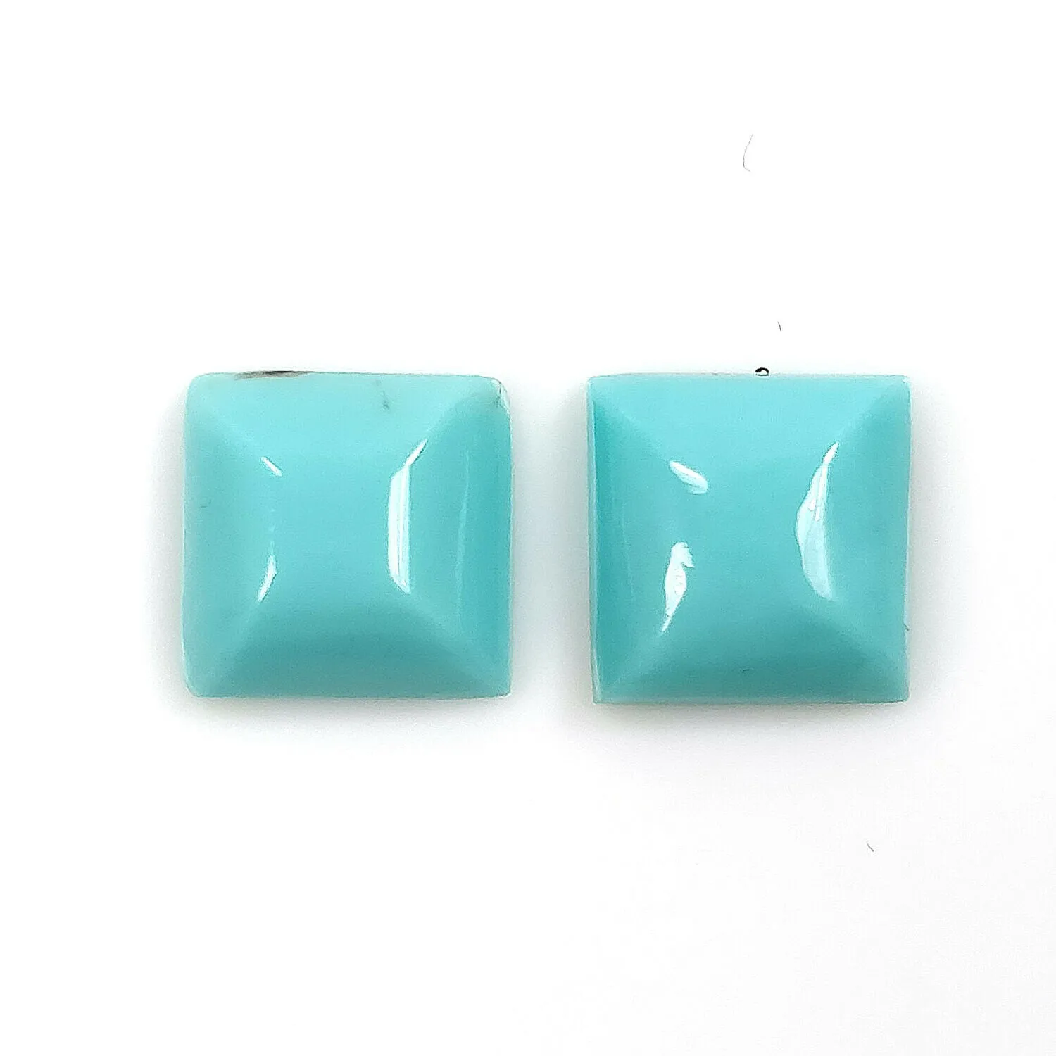 8.01cts Natural BLUE Kingman Arizona TURQUOISE Gemstone Square Shape Cabochon 10mm*5(h) Pair For Jewelry