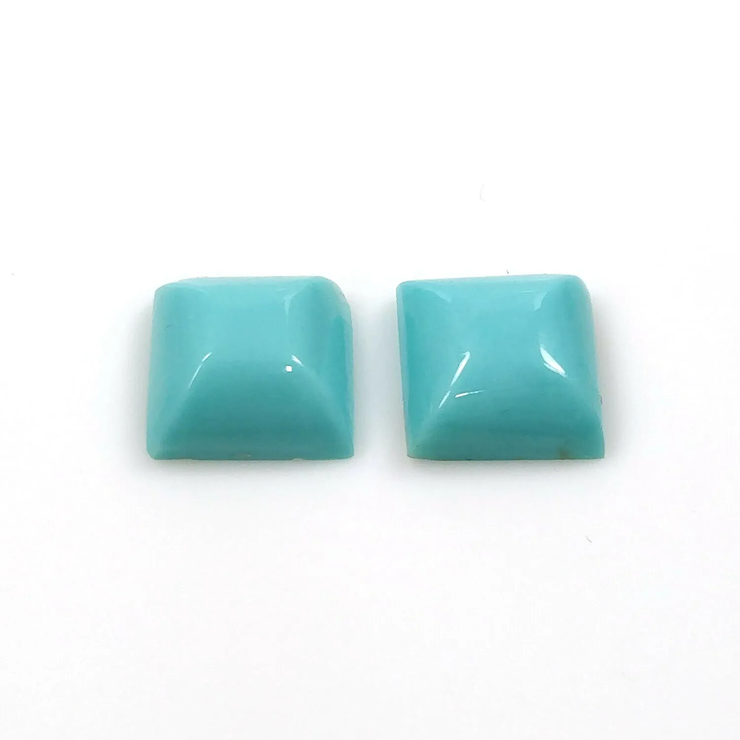 8.01cts Natural BLUE Kingman Arizona TURQUOISE Gemstone Square Shape Cabochon 10mm*5(h) Pair For Jewelry