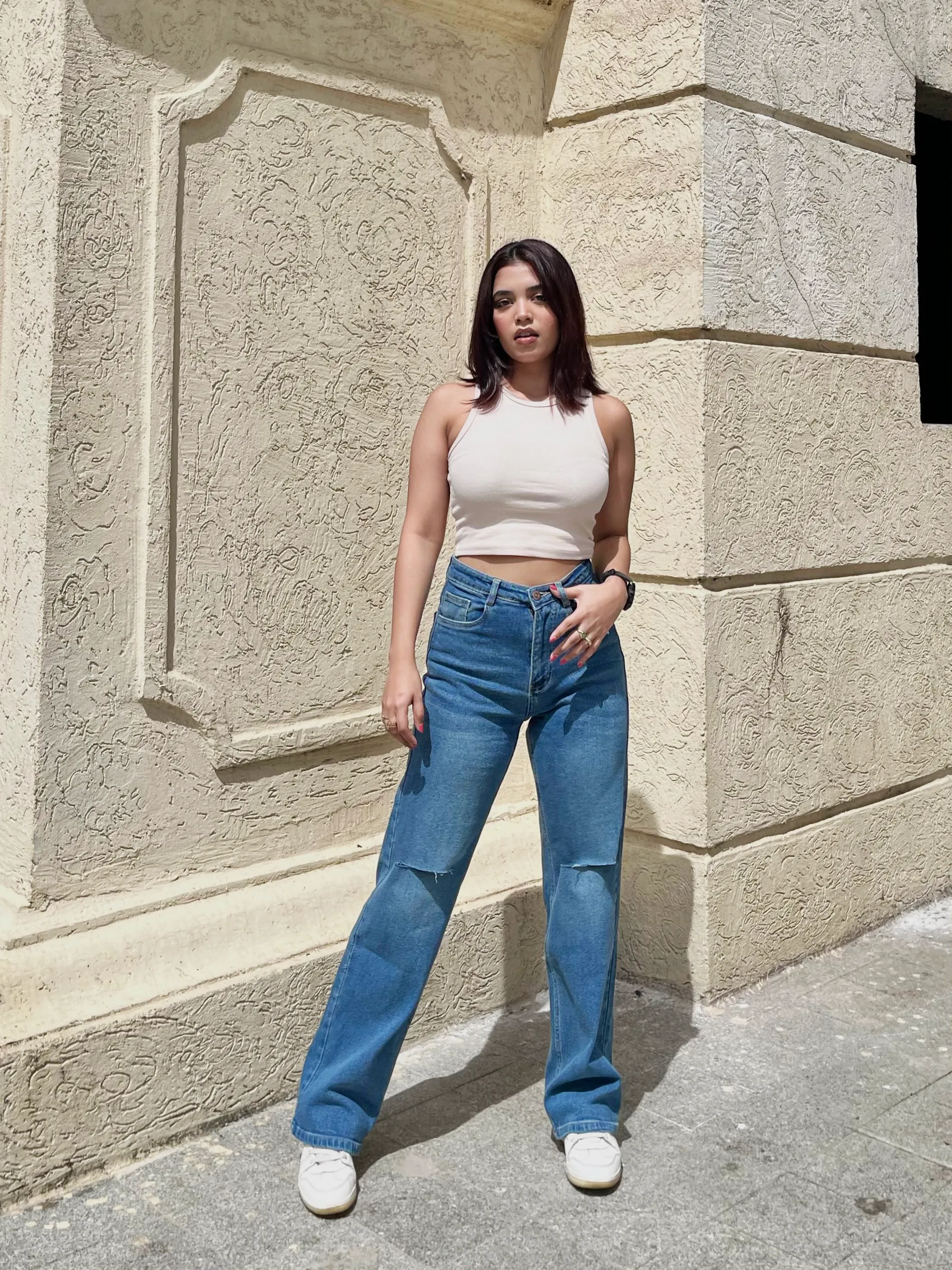 90's Blue Ripped Baggy fit Jeans