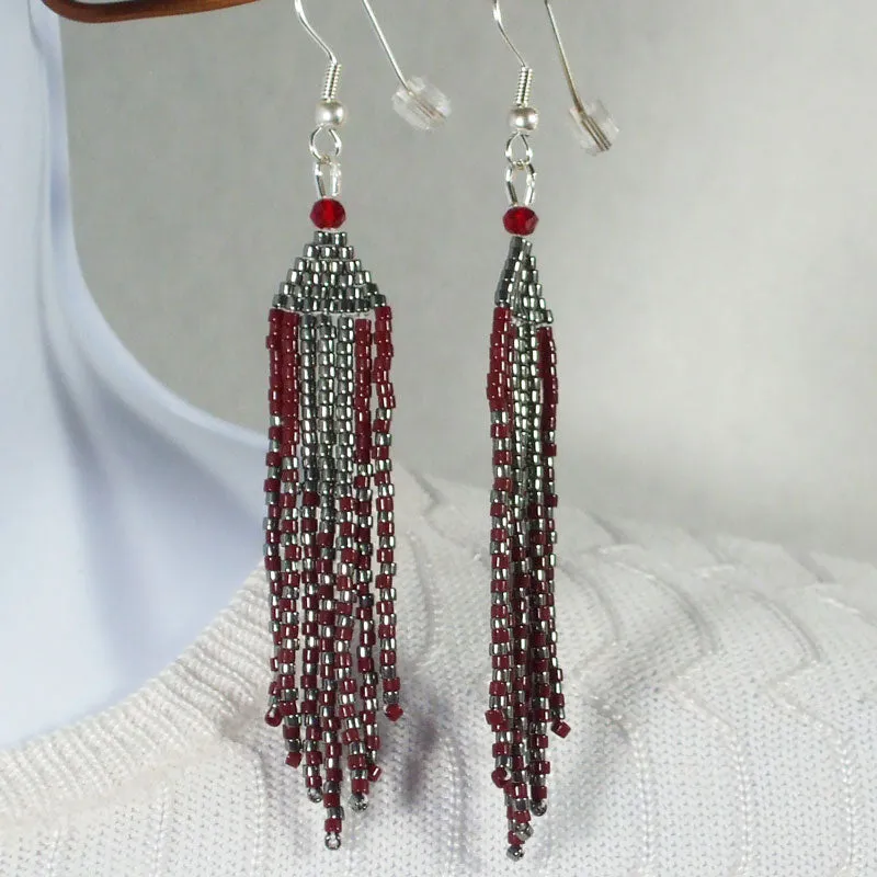 Adan Brick Fringe Dangle Earrings