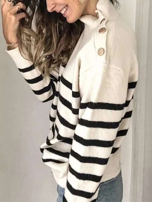 Adeline Striped Shoulder Detail Sweater