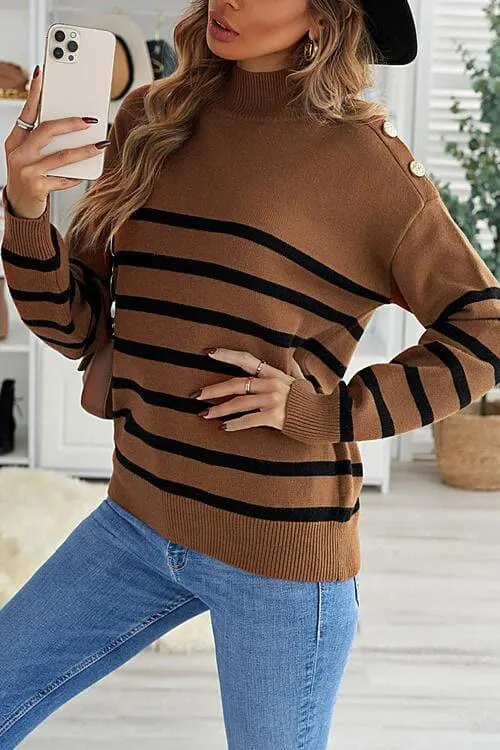 Adeline Striped Shoulder Detail Sweater