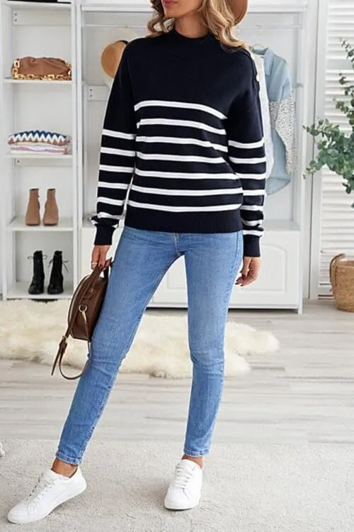 Adeline Striped Shoulder Detail Sweater