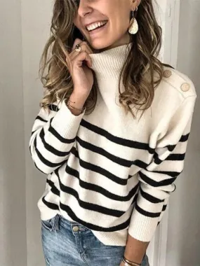 Adeline Striped Shoulder Detail Sweater