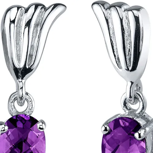 Amethyst Earrings Sterling Silver Oval Shape 1.5 Carats