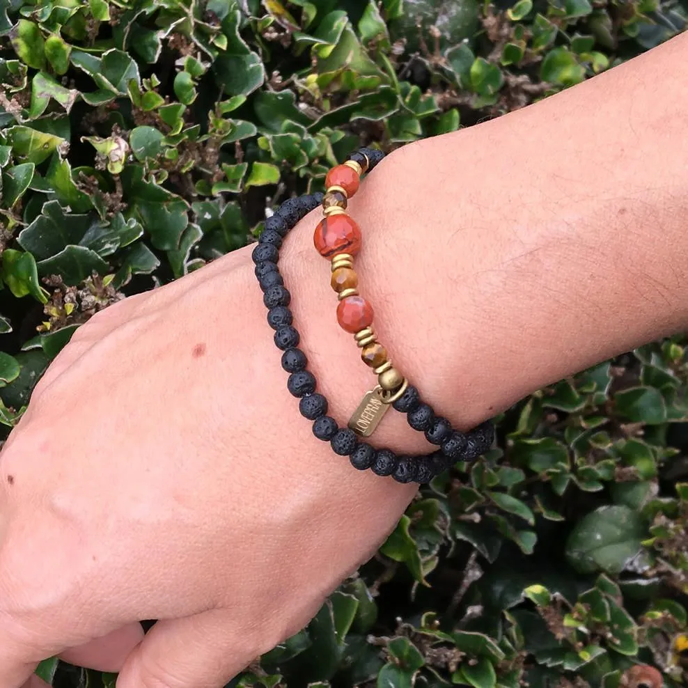 Aromatherapy Lava Stone and Red Jasper, Root Chakra Wrap Bracelet