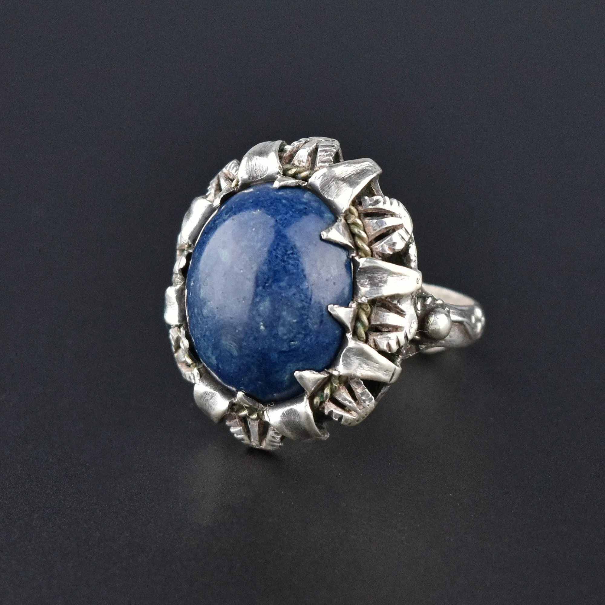 Arts & Crafts Silver Lapis Lazuli Cabochon Ring