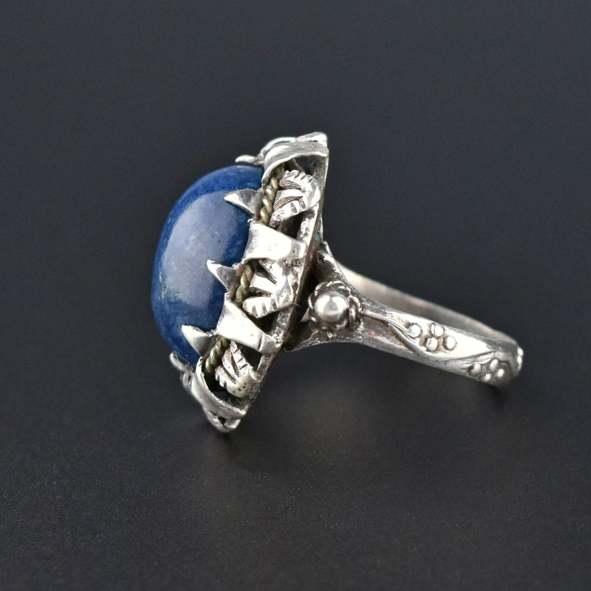 Arts & Crafts Silver Lapis Lazuli Cabochon Ring