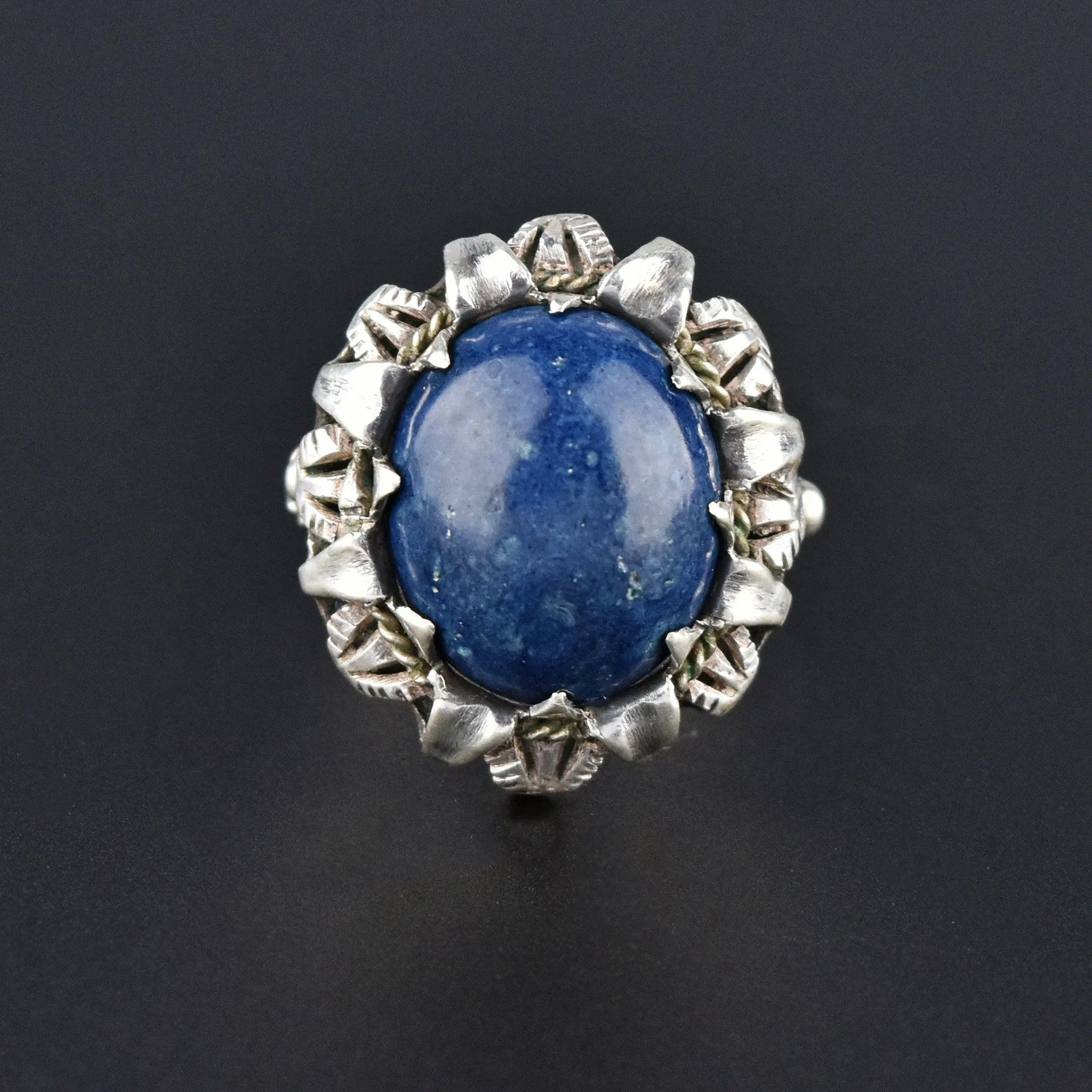 Arts & Crafts Silver Lapis Lazuli Cabochon Ring