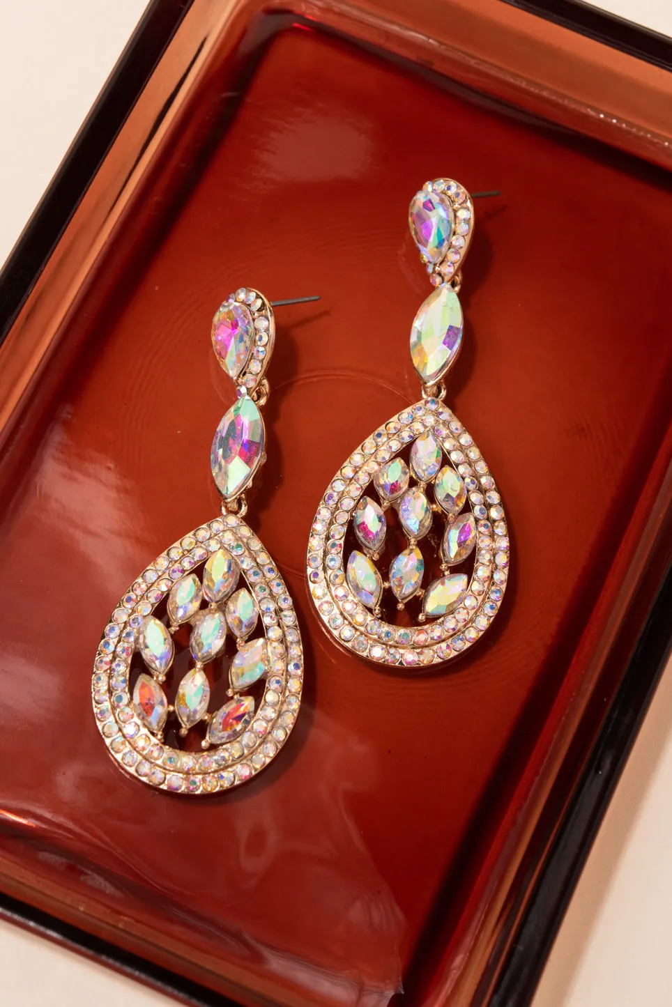 Aura Teardrop Rhinestone Post Earrings