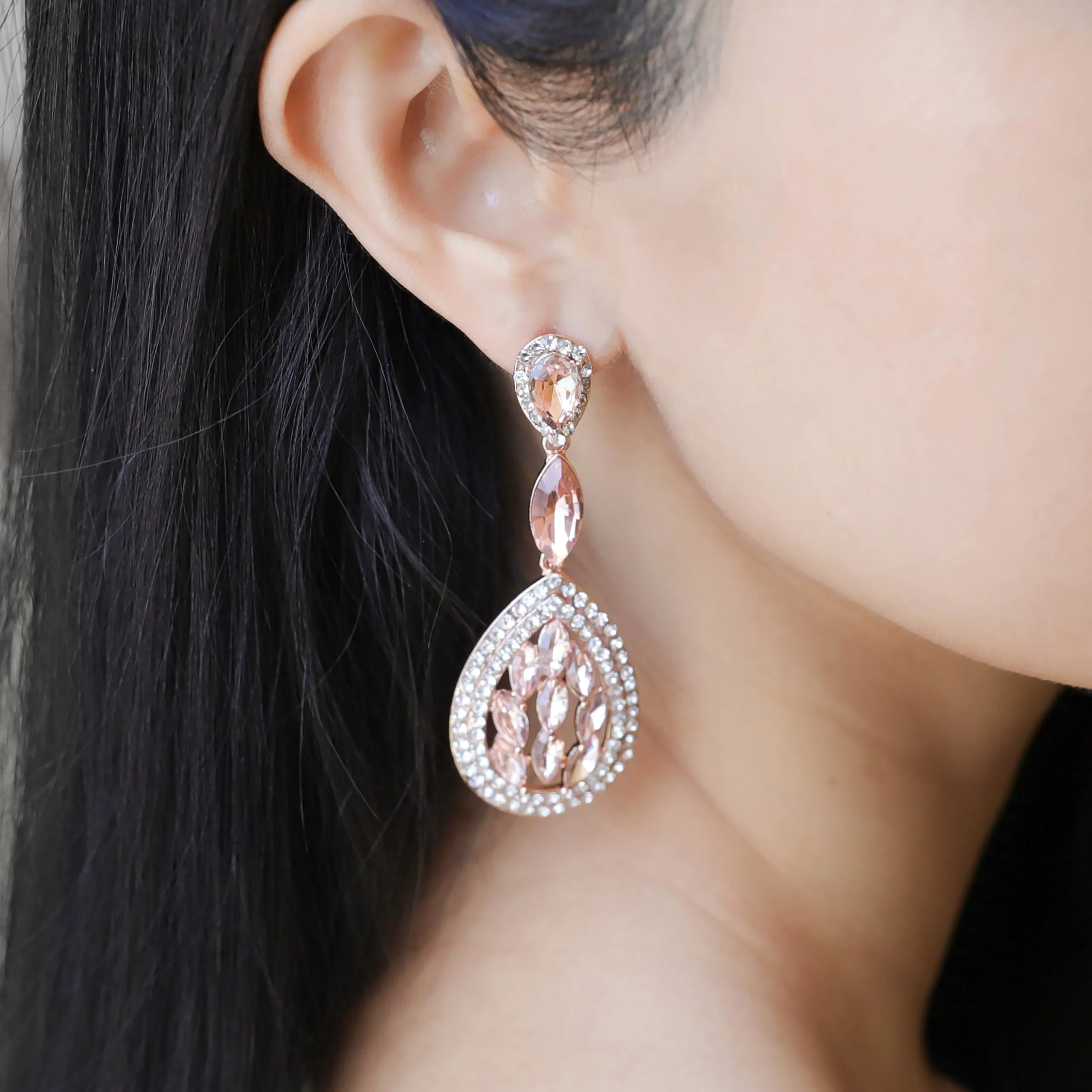 Aura Teardrop Rhinestone Post Earrings