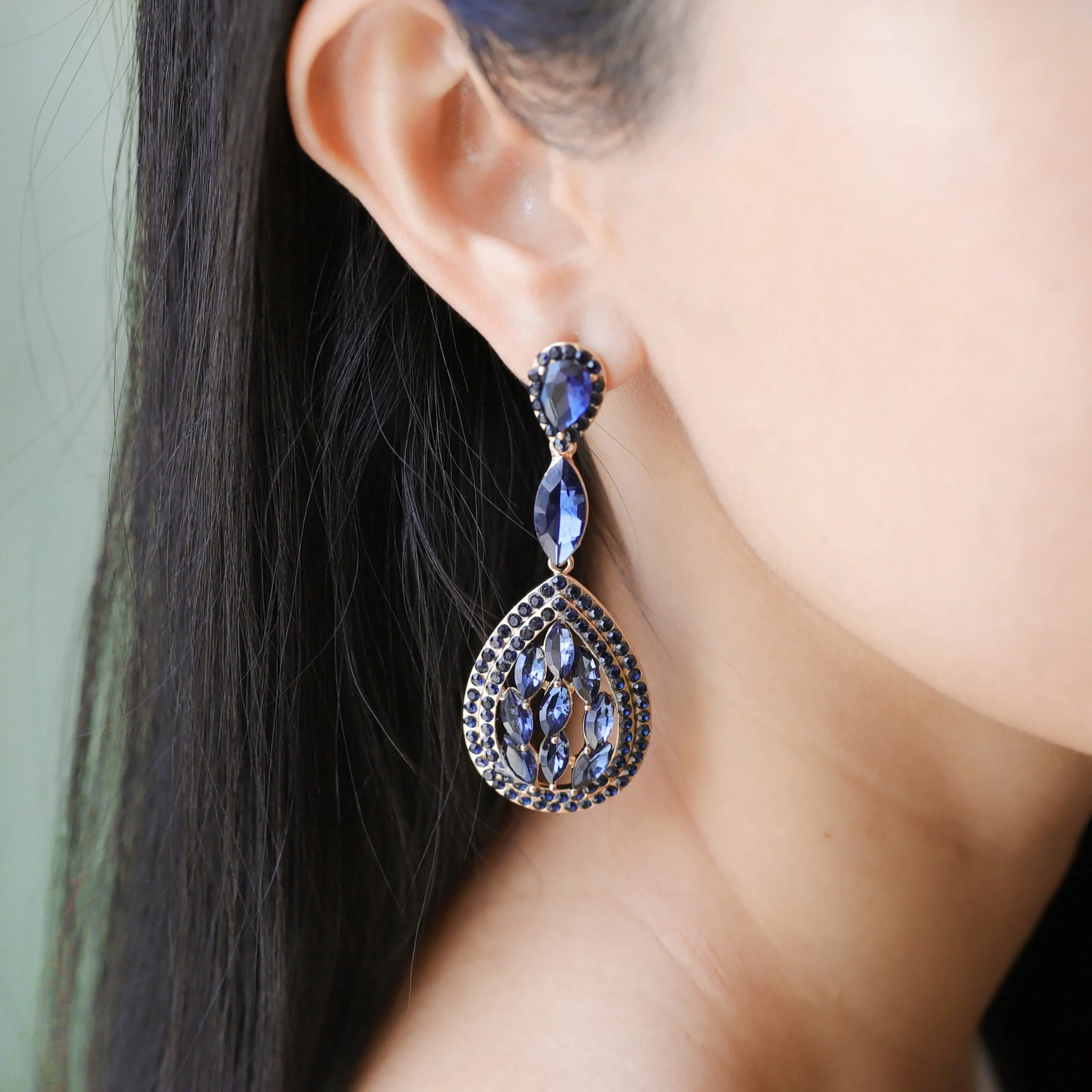 Aura Teardrop Rhinestone Post Earrings