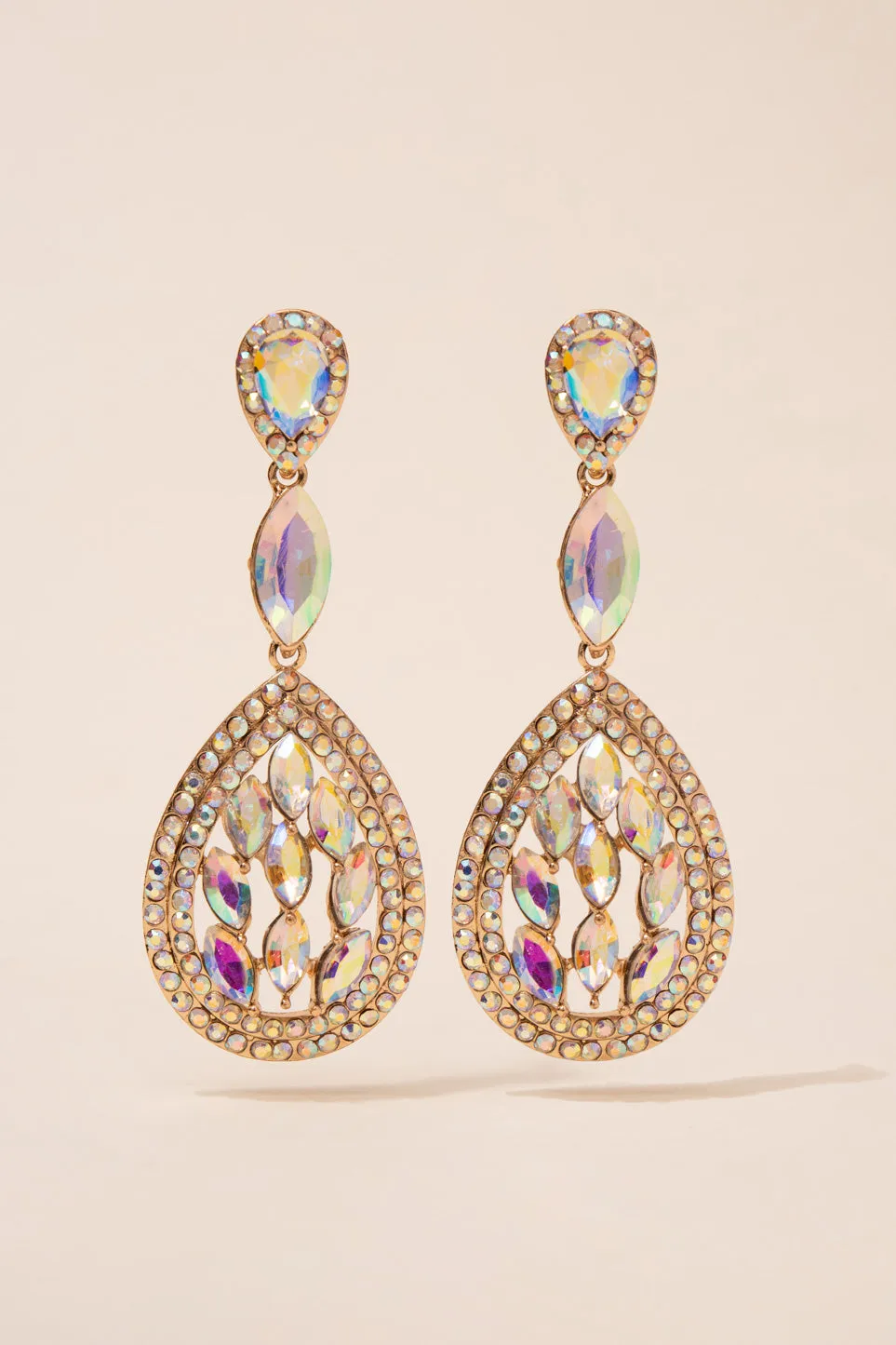 Aura Teardrop Rhinestone Post Earrings