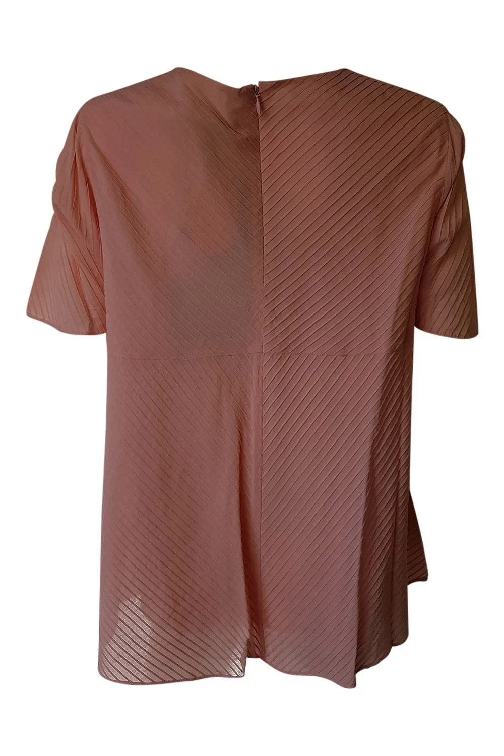 BALENCIAGA Silk Blend Ballet Pink Pin Tuck Top (42)