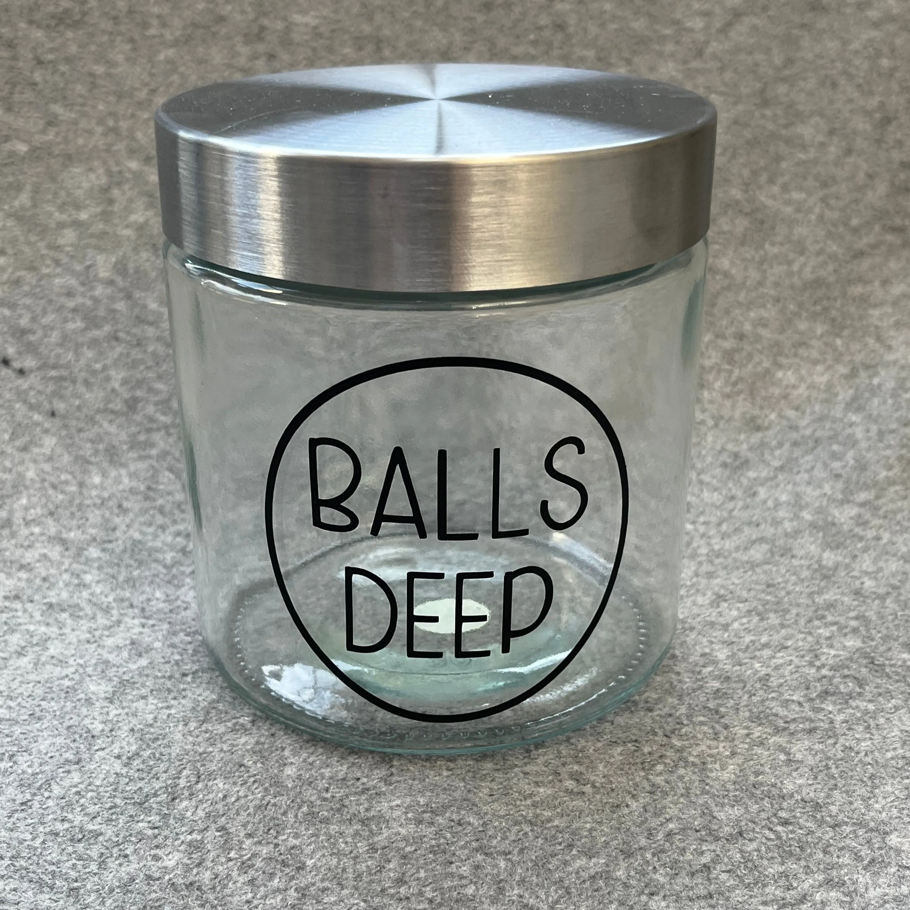 Balls Deep glass Cotton Ball jar