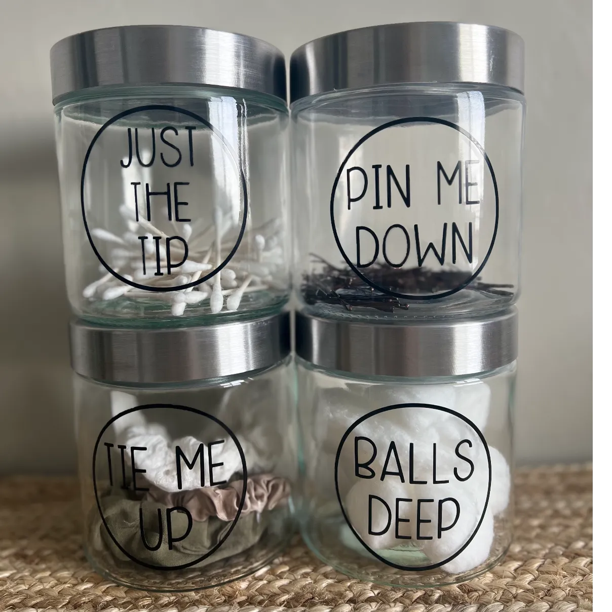 Balls Deep glass Cotton Ball jar