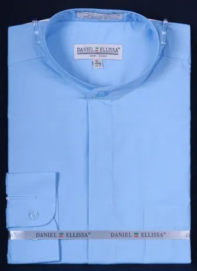 Banded Collar Dress Shirt, Light Blue