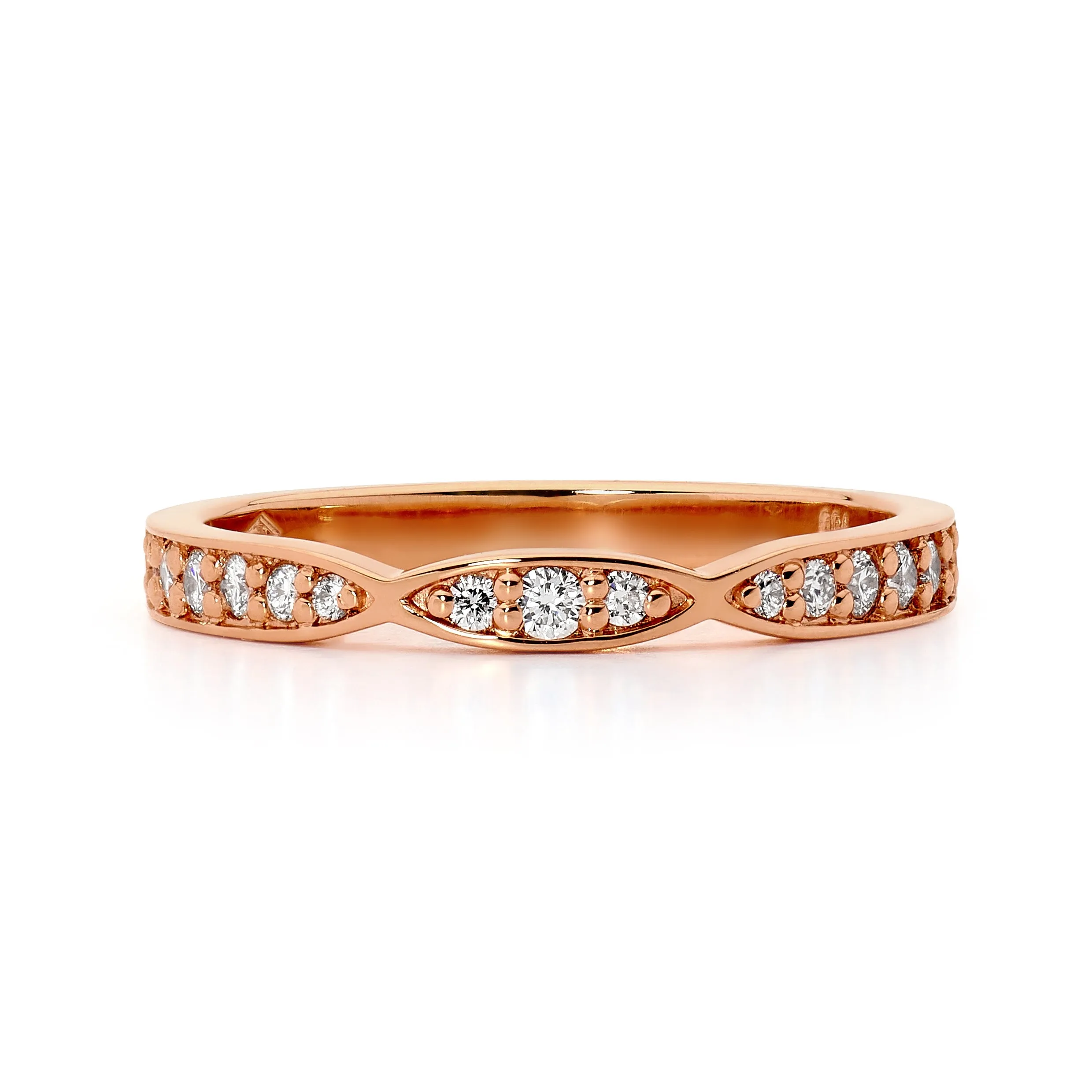 Bead set diamond ring