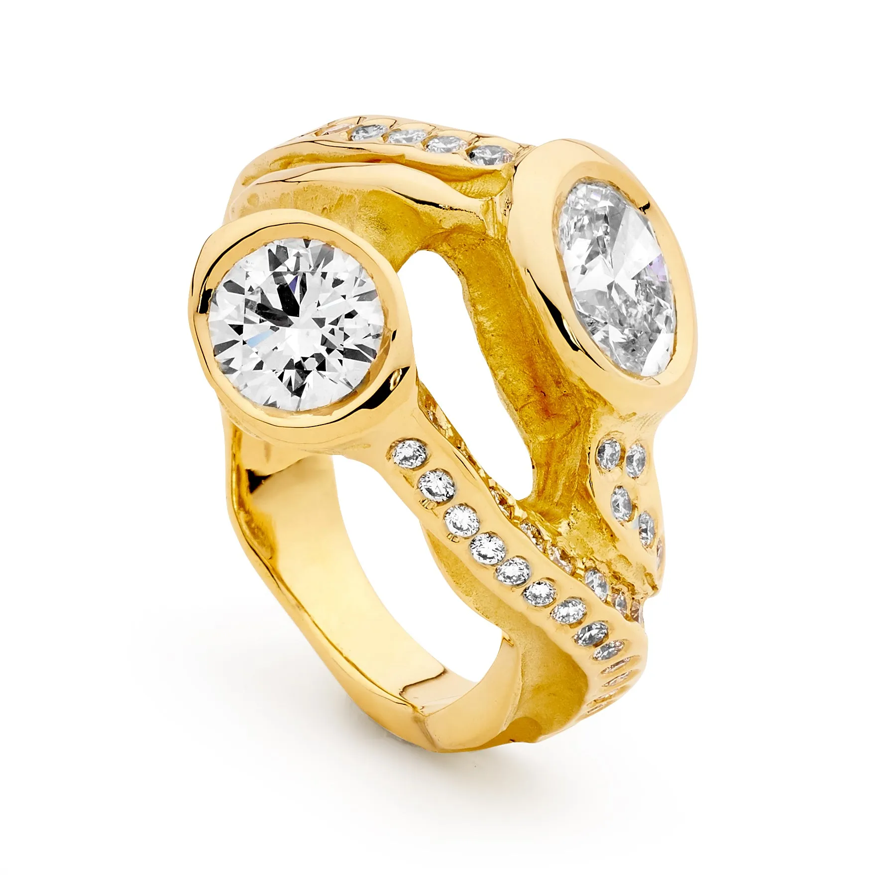 Bezel Set Diamond Twist Ring