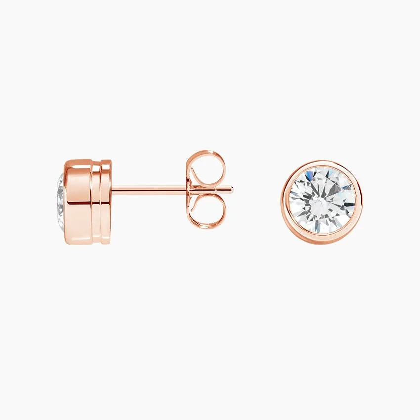 Bezel-Set Round Diamond Stud Earrings (Setting Only) - DC004