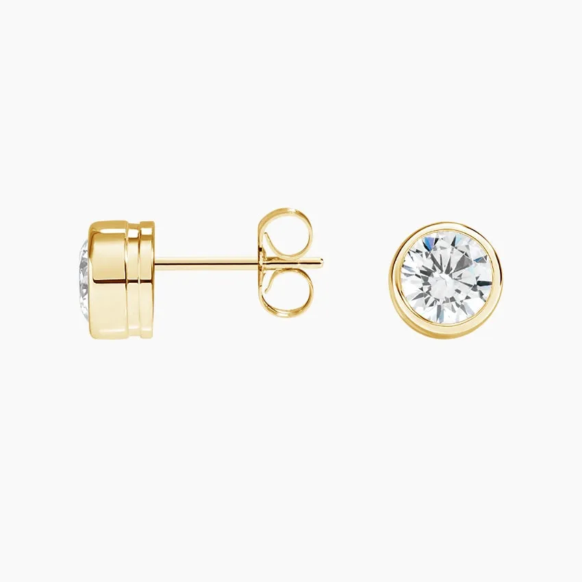 Bezel-Set Round Diamond Stud Earrings (Setting Only) - DC004