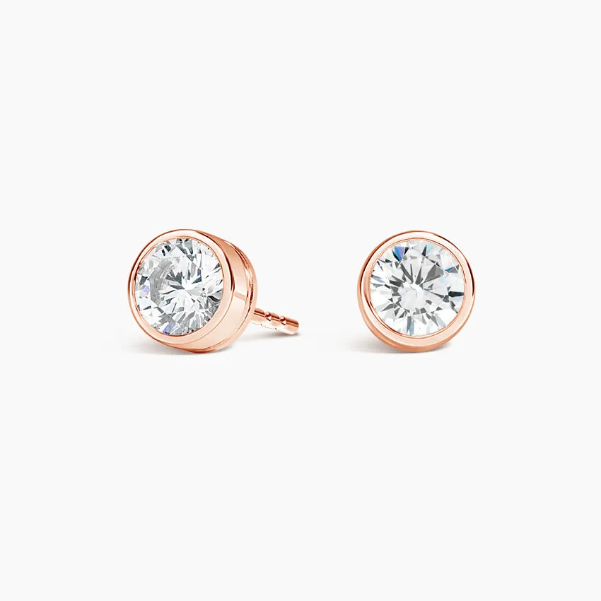 Bezel-Set Round Diamond Stud Earrings (Setting Only) - DC004