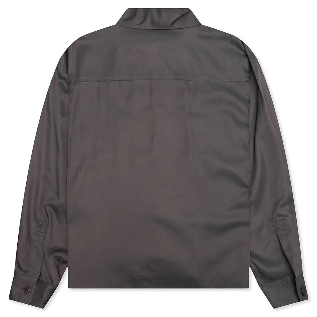 Bi Color Rayon L/S Shirt - Grey