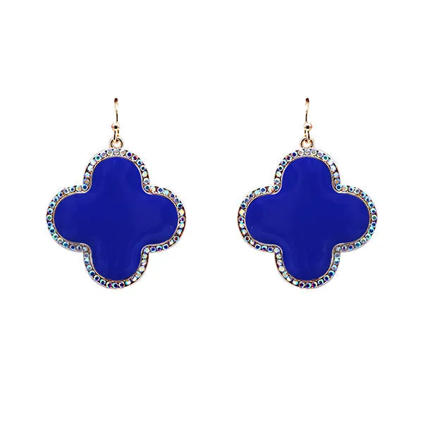 Blue Clover earrings with bling trim