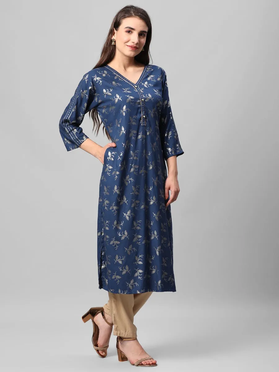 Blue Ornamental Printed Kurta