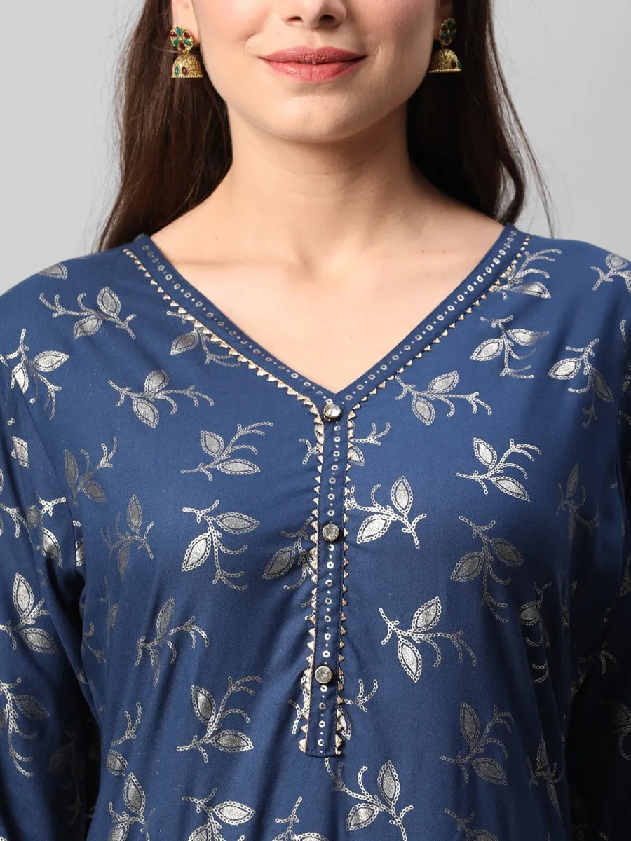 Blue Ornamental Printed Kurta