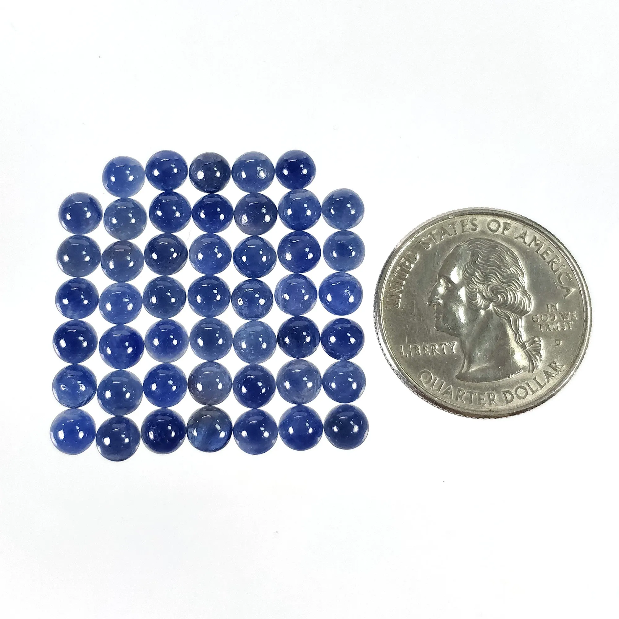 BLUE SAPPHIRE Gemstone Cabochon : 30.50cts Natural Untreated Sapphire Round Shape 5mm 47pcs