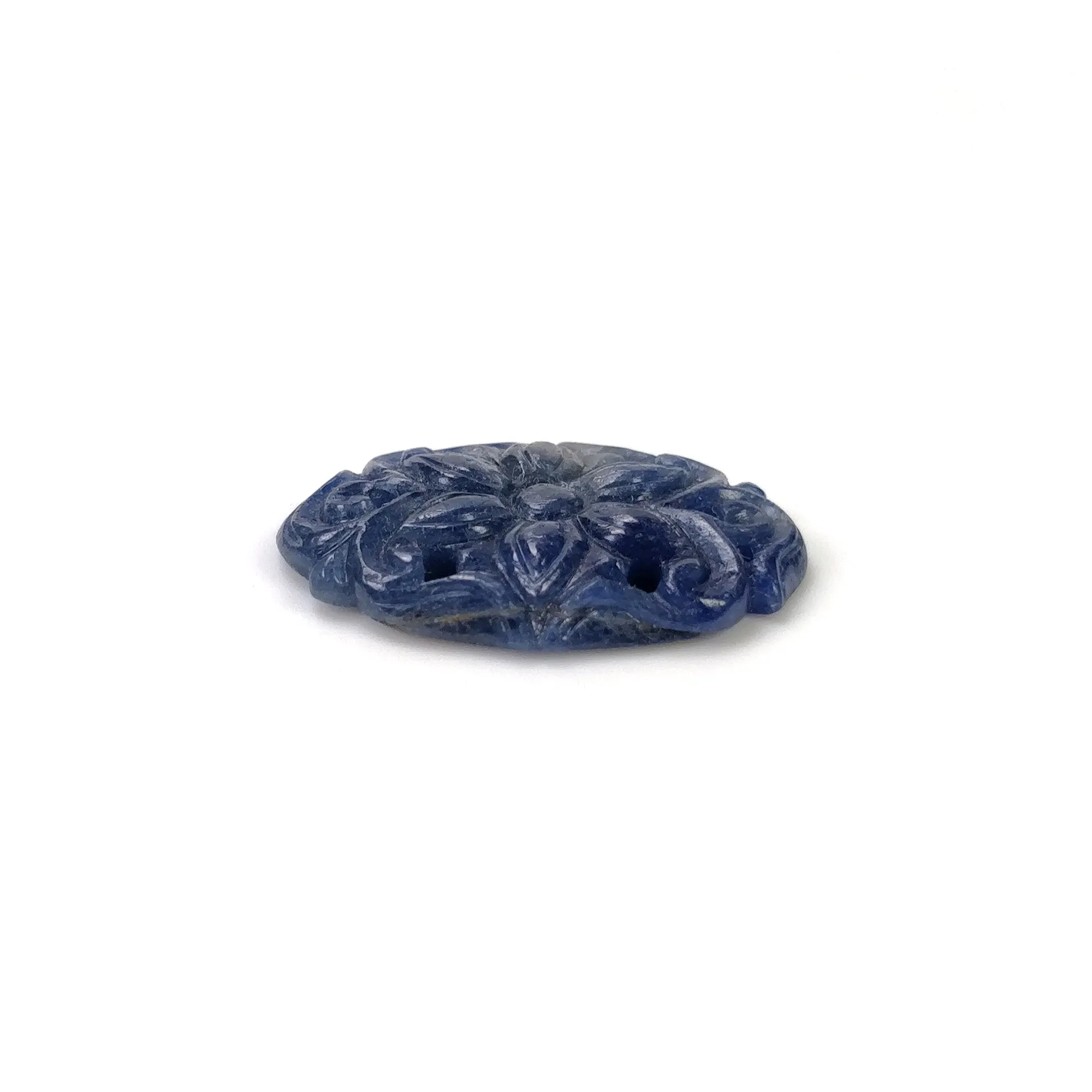 BLUE SAPPHIRE Gemstone Carving : 17.10cts Natural Untreated Unheated Sapphire Hand Carved Oval Shape 25*18mm (With Video)