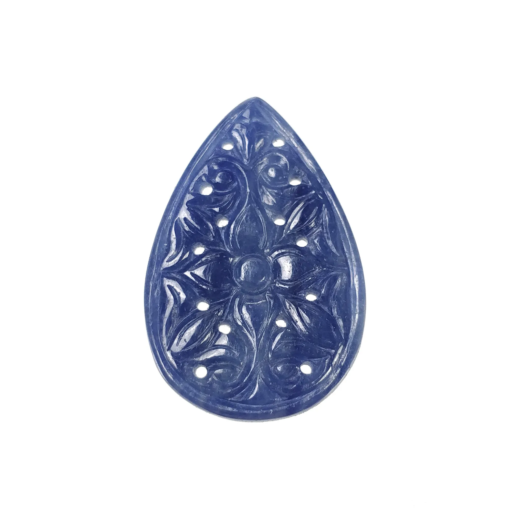 BLUE SAPPHIRE Gemstone Carving : 22.30cts Natural Untreated Unheated Sapphire Hand Carved Pear Shape 31*21mm (With Video)