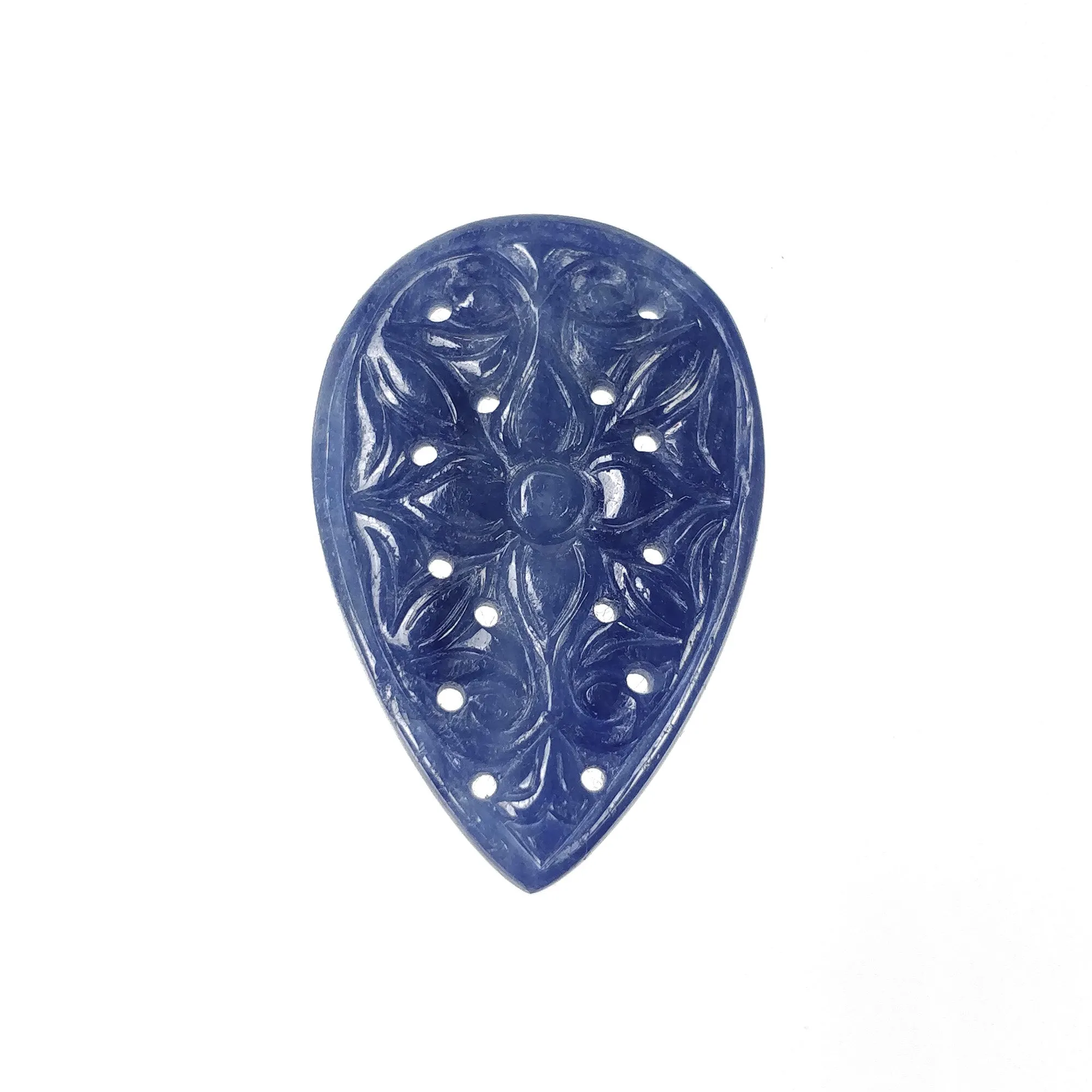 BLUE SAPPHIRE Gemstone Carving : 22.30cts Natural Untreated Unheated Sapphire Hand Carved Pear Shape 31*21mm (With Video)