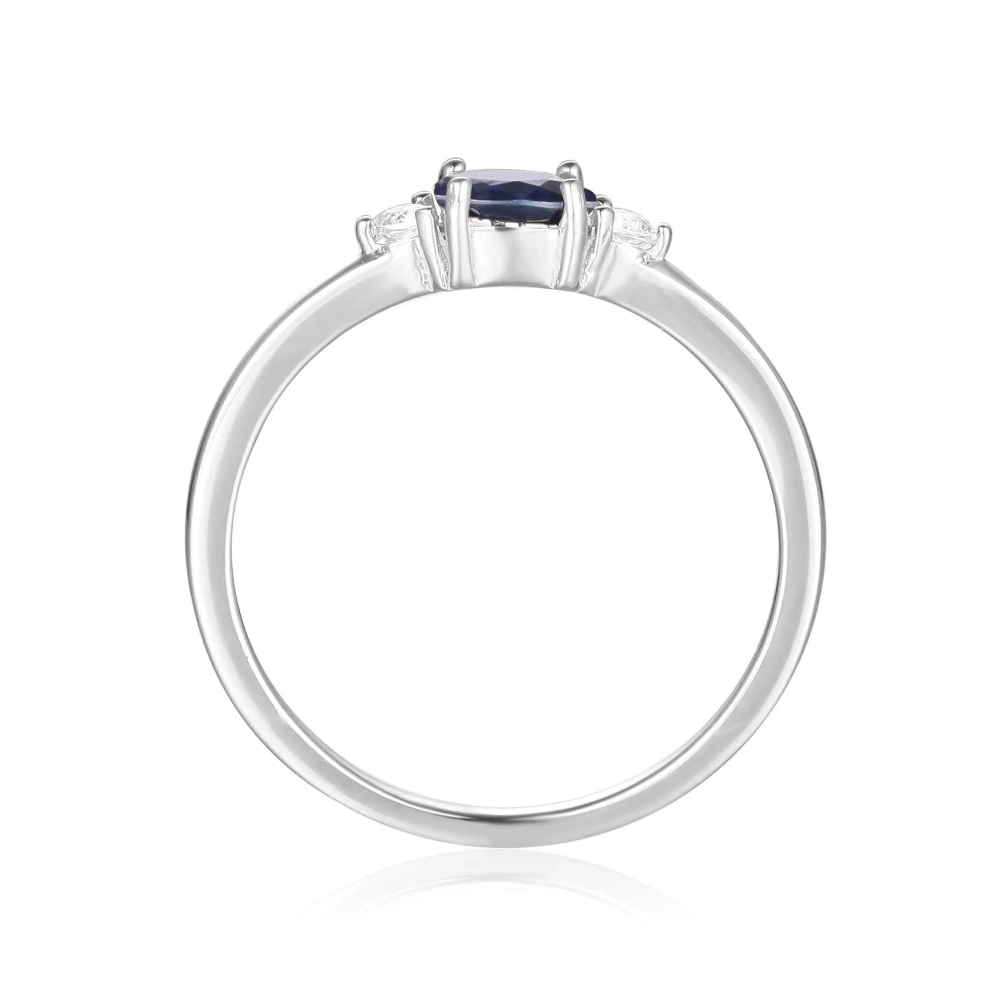 Blue Sapphire Oval Three Stone Ring