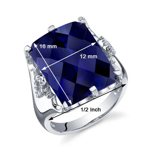 Blue Sapphire Radiant Cut Sterling Silver Ring Size 5