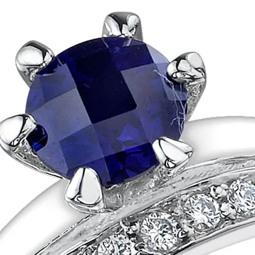 Blue Sapphire Round Cut Sterling Silver Ring Size 6