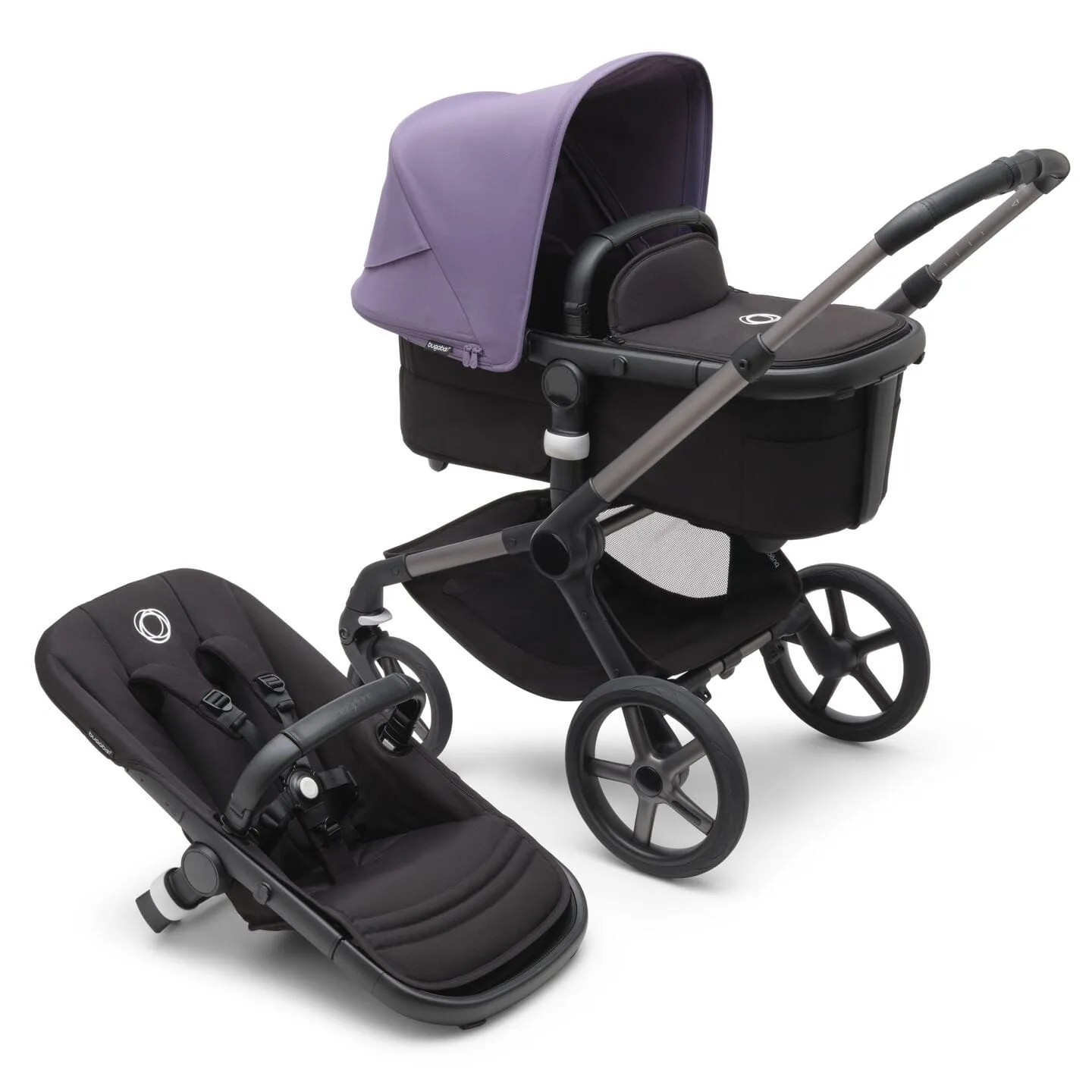 Bugaboo Fox 5, Pebble 360 PRO Ultimate Travel System - Graphite/Midnight Black/Astro Purple