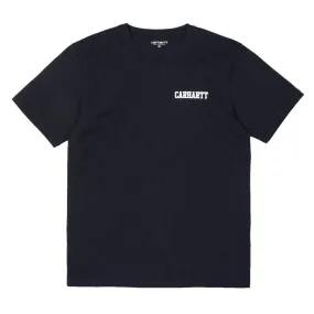 Carhartt S/S College Script T-Shirt - Dark Navy / White