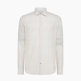 Clamenc shirt Stripe Voile Cotton Linen