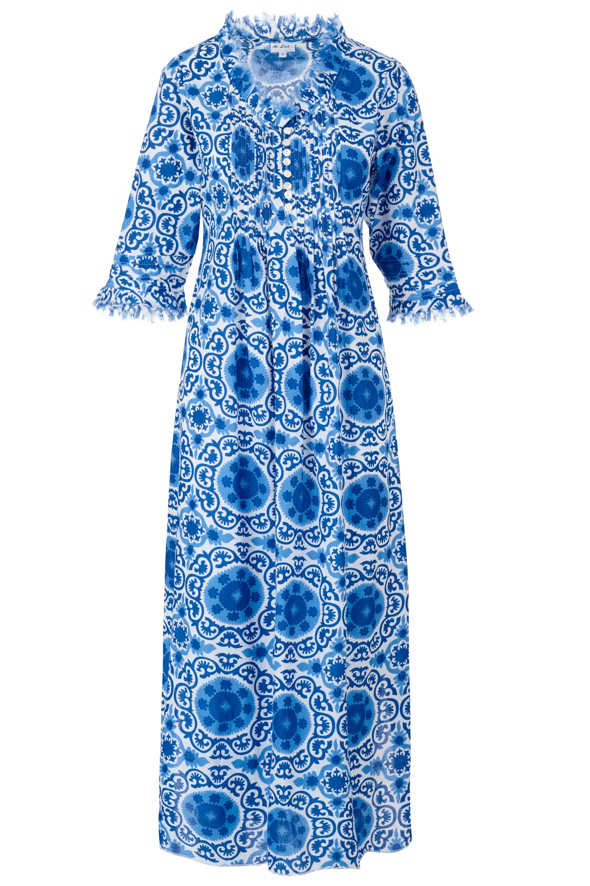 Cotton Annabel Maxi Dress in Blue and White Suzi