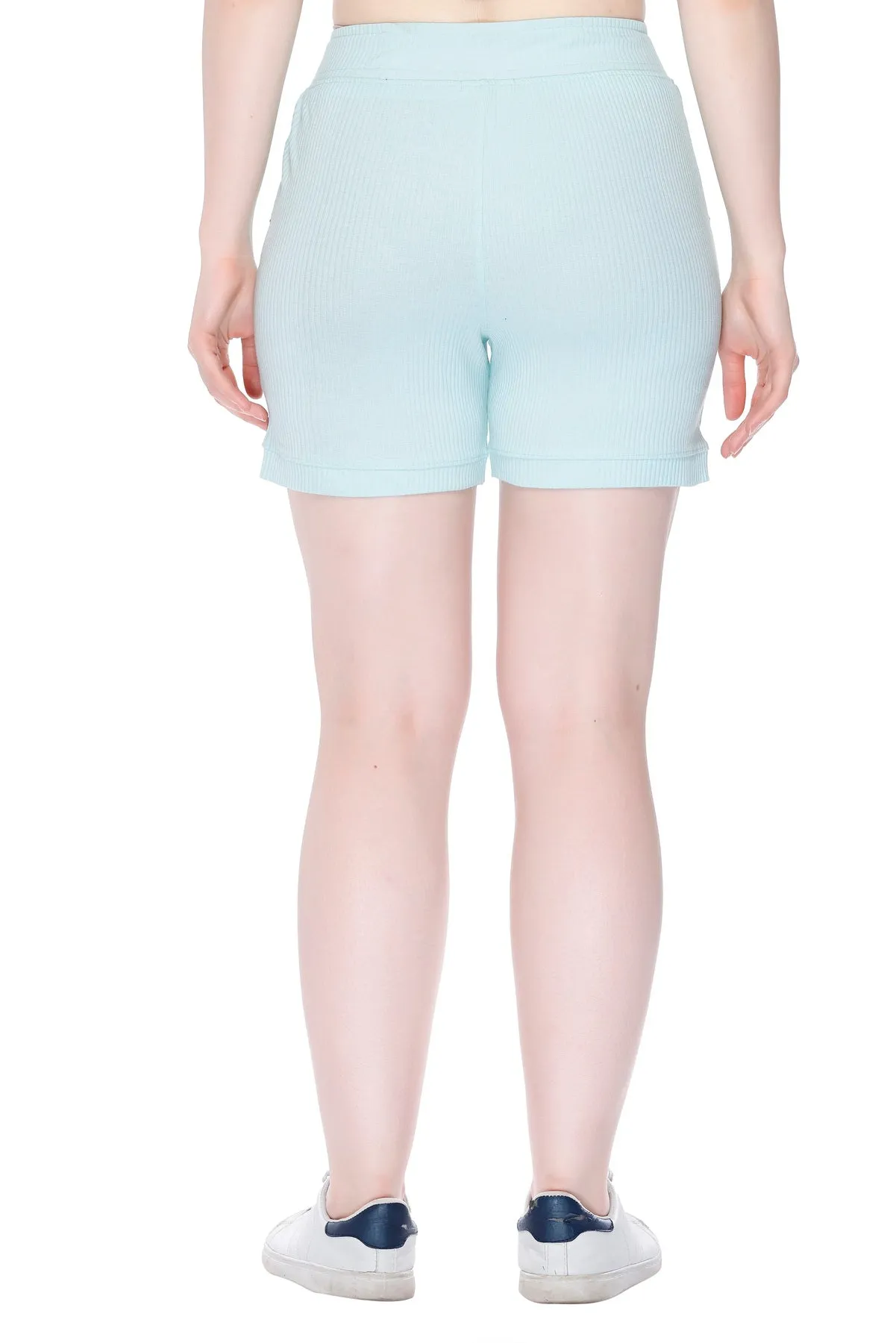 Cotton Cord Knit Shorts For Women - Mint